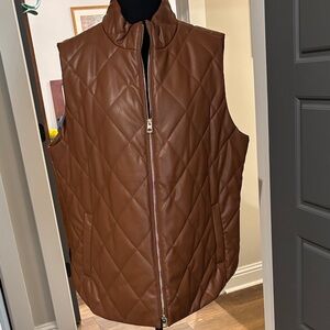 Women’s brown faux leather vest